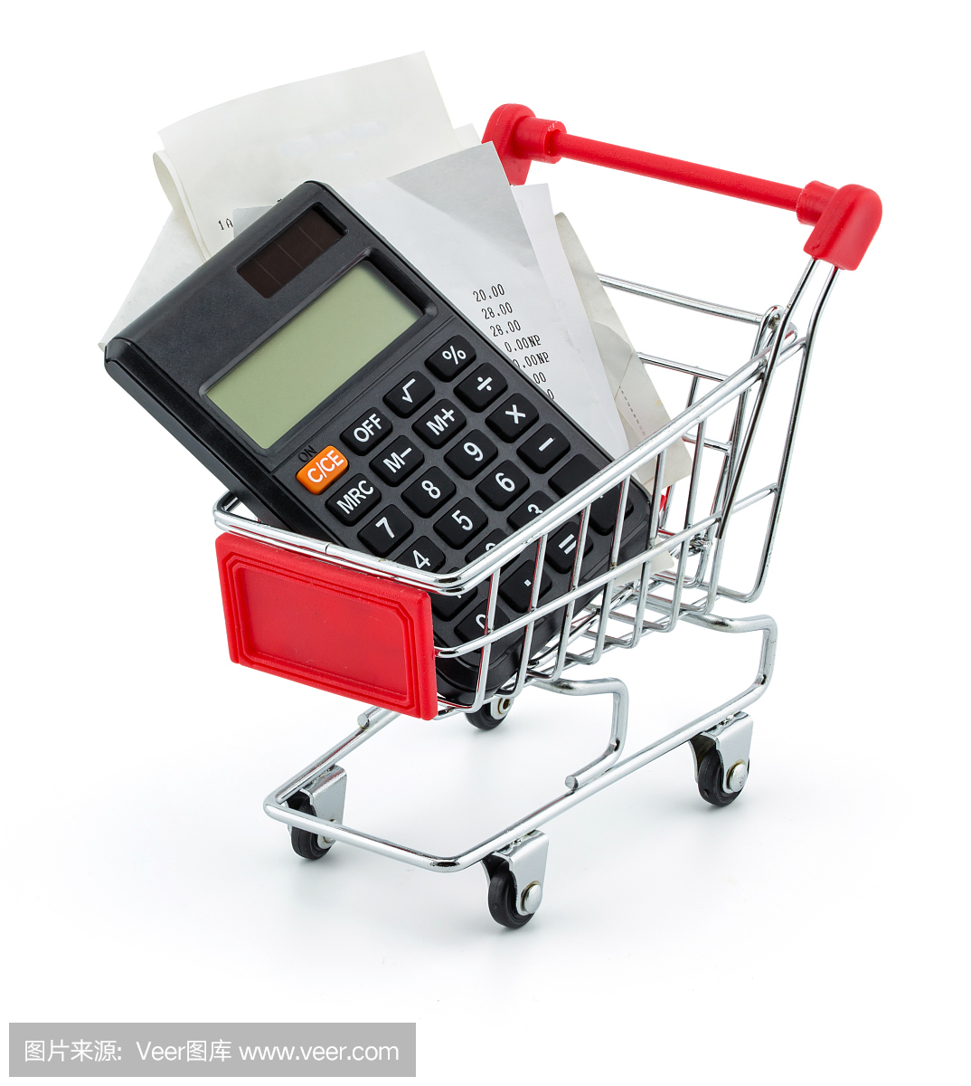 帶收據(jù)和計(jì)算器的購物車